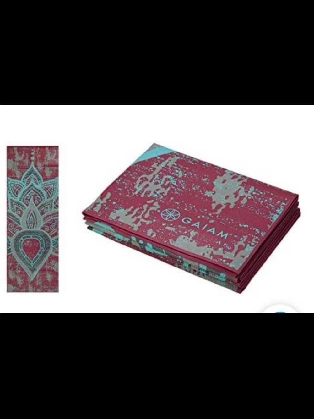 GAIAM Teal and Fuchsia Mandala-Pattern Yoga/camping Mat